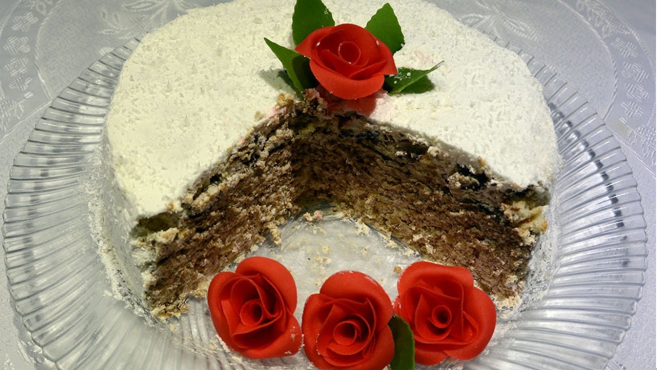 A quick cake of sweet cream with Jaffa and wafers