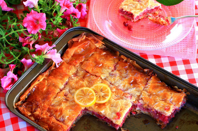 Baklava with cherries and plazma